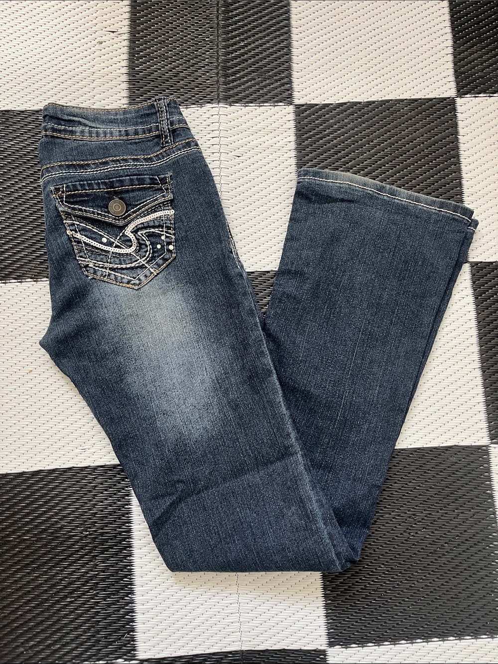 Wallflower Dark Blue Bootcut Jeans with Embroidered Back Pocket